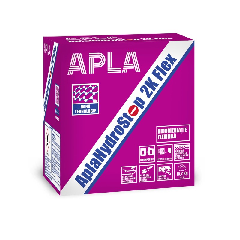 APLA HYDROSTOP 2K FLEX HIDROIZOLATIE FLEXIBILA BICOMP CIMENT SI LATEX (A+B) 15,2KG (5738060)