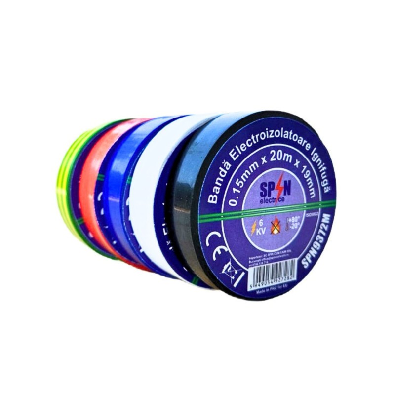 BANDA IZOLIERA 19X0,15MM 20M IGNIFUGA MULTICOLOR SPN9372M