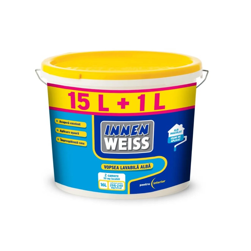 INNENWEISS VOPSEA LAVABILA INTERIOR ALB 15L+1L GRATIS (5824558)