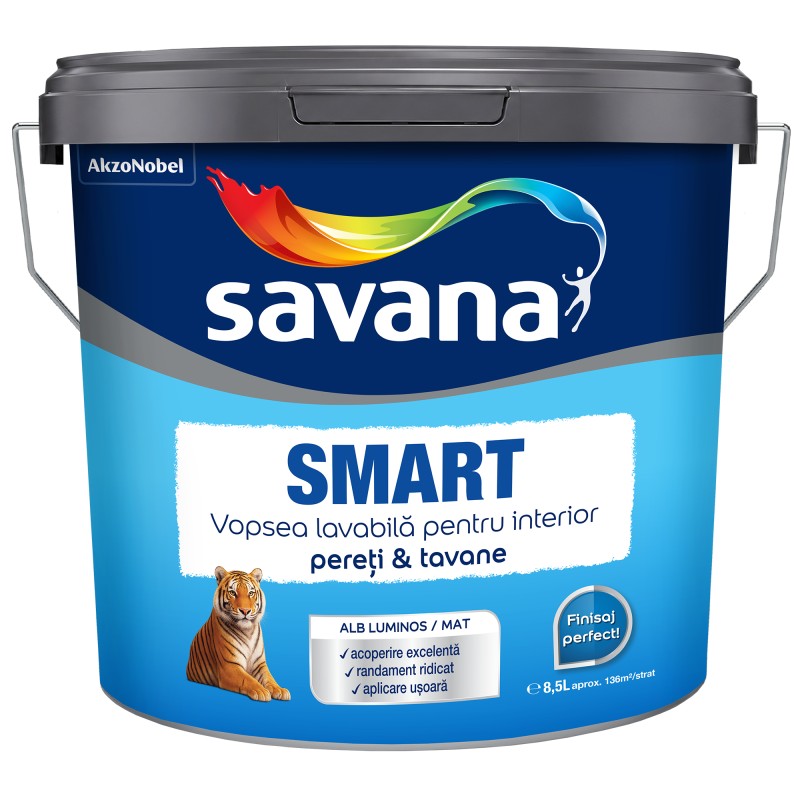SAVANA SMART VOPSEA SUPERLAVABILA SUPERALBA INTERIOR 8,5L (9080034)