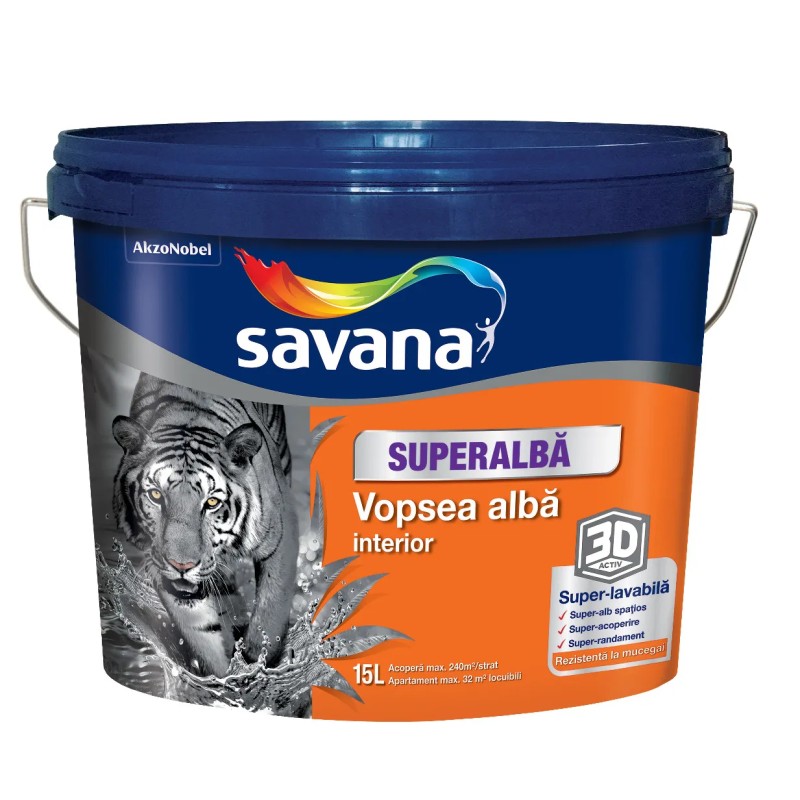 SAVANA VOPSEA SUPERLAVABILA SUPERALBA INTERIOR 15L (5738516)