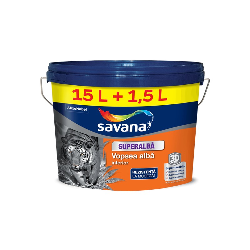 SAVANA VOPSEA SUPERLAVABILA SUPERALBA INTERIOR 16.5L