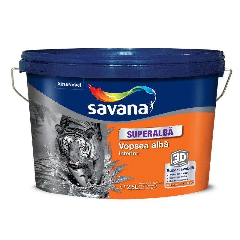 SAVANA VOPSEA SUPERLAVABILA SUPERALBA INTERIOR 2,5L (5738514)