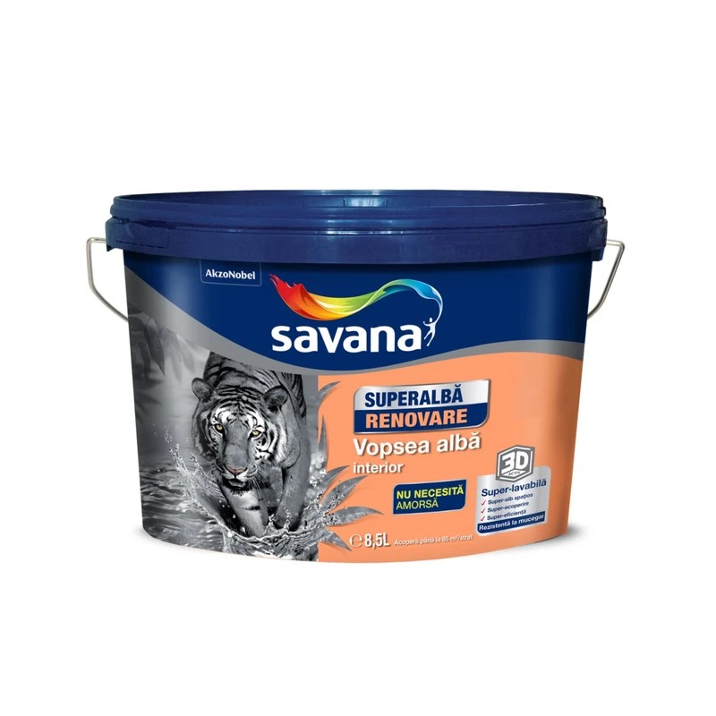 SAVANA VOPSEA SUPERLAVABILA SUPERALBA INTERIOR 8,5 (5831012) (RENOVARE)