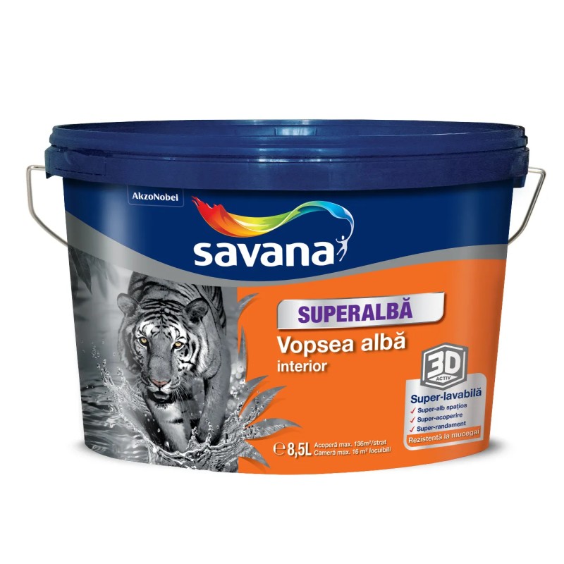 SAVANA VOPSEA SUPERLAVABILA SUPERALBA INTERIOR 8,5L+1,5L GRATIS (5824553)