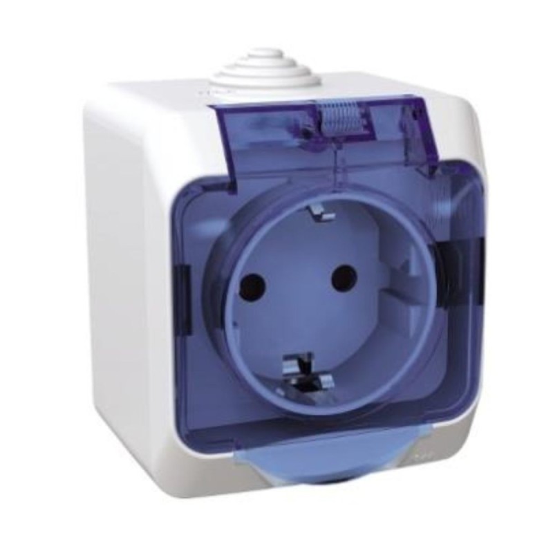 SCHNEIDER CEDAR PRIZA SIMPLA SCHUKO CU CAPAC ALBASTRU PT IP44 WDE000543